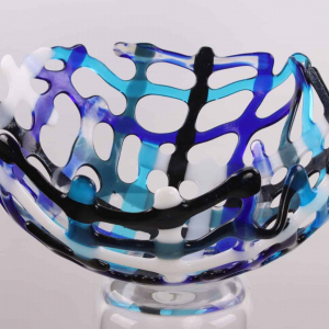 Mark Benne Marks Glass fusion Schaal Blue Connections