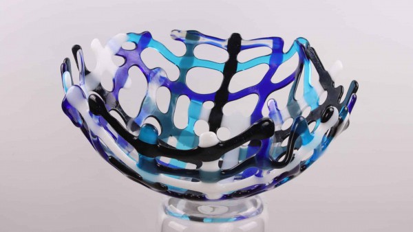 Mark Benne Marks Glass fusion Schaal Blue Connections